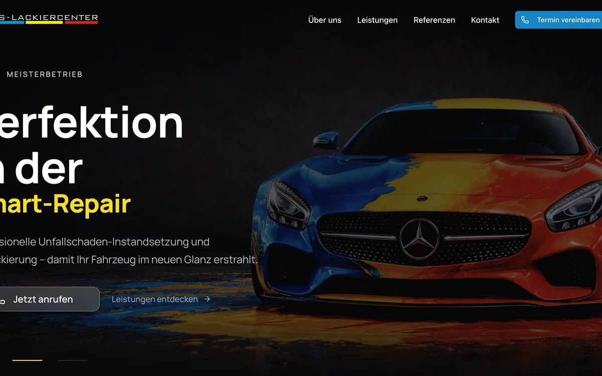 HS Lackiercenter – Website · Handwerk, Website-Screenshot